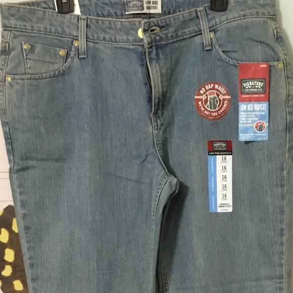 SIGNATURE BY LEVI STRAUSS & CO PANTS BLUE JEAN LOW RISE BOOTCUT 16 LONG NWT - Picture 4 of 8